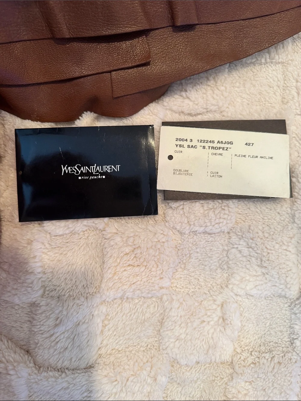 Yves Saint Laurent Brown Ruffled Leather Hobo